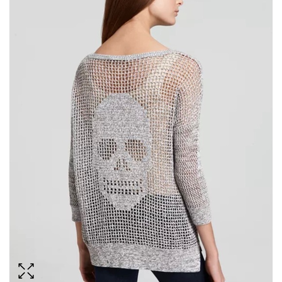Cotton by Autumn Cashmere Crewneck Lightweight Skull Sweater Oversized Small - Picture 1 of 9